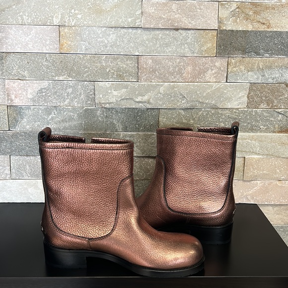 JIMMY CHOO Dondo Rosewood Grainy Calf Leather Biker Boots - Picture 4 of 12